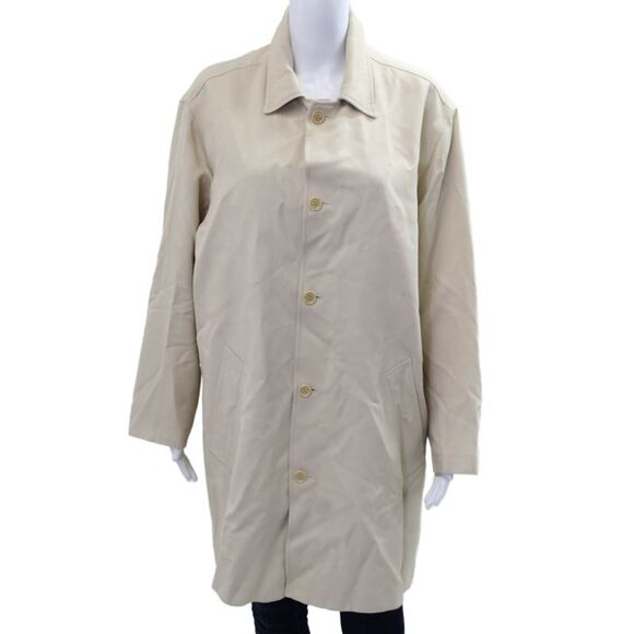 BCBG Max Azria Jackets & Blazers - BCBG Max Azria Mens Overcoat Beige Polyester Collared Button Long Sleeve Size S